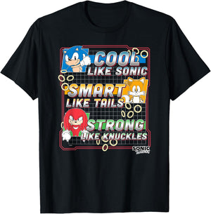 Sonic The Hedgehog Father's Day Cool Smart & Strong Dad T-Shirt - T-Shirt | Black