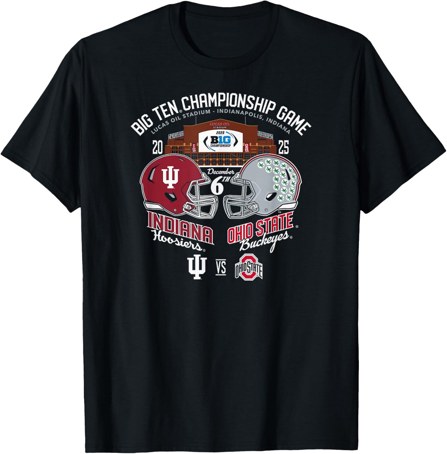 Indiana vs Ohio State Big Ten Championship 2025 Football T-Shirt - T-Shirt | Black