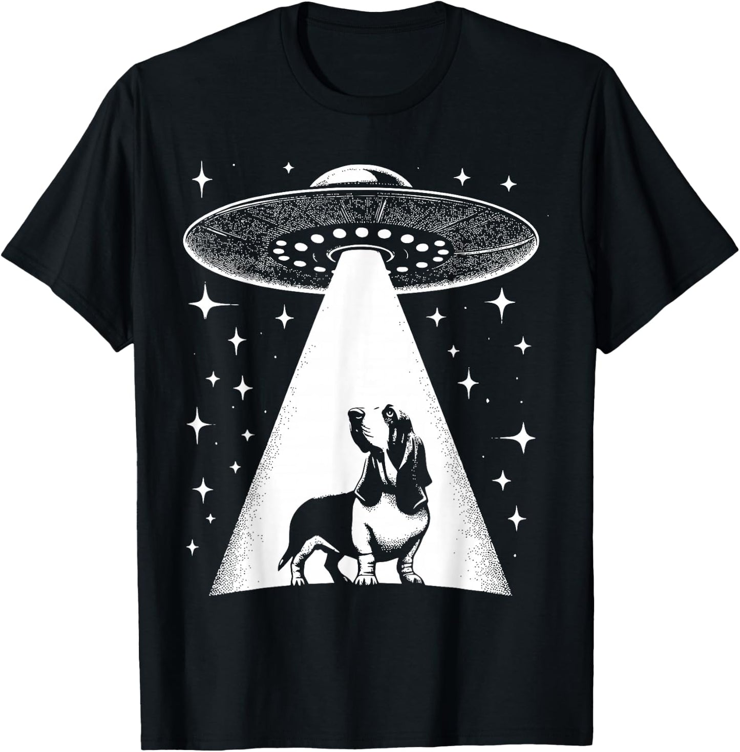 Basset Hound Mom Dad Dog - Funny Alien UFO T-Shirt - T-Shirt | Black