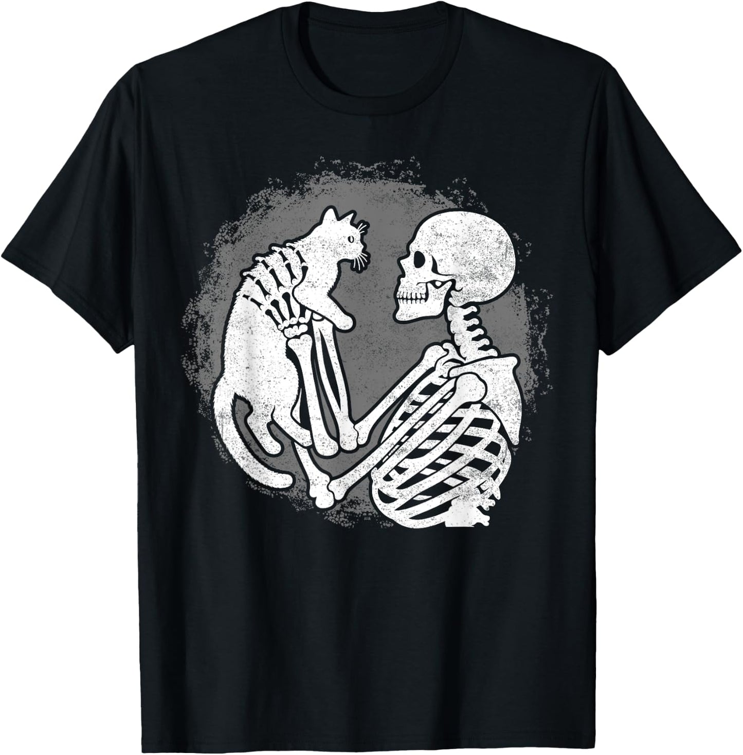 Skeleton Cat Skull Kitty Cute Halloween Men Women Kids T-Shirt - T-Shirt | Black