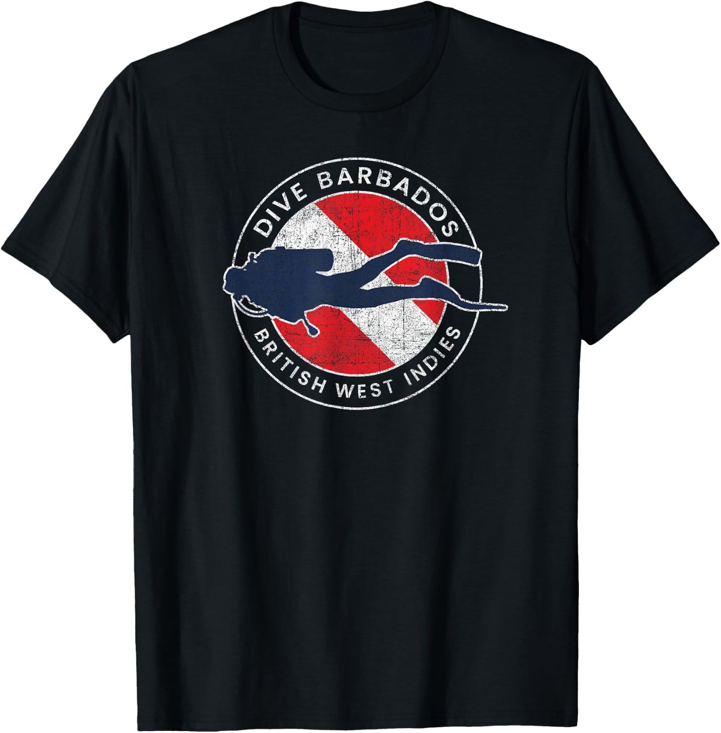 Retro Dive Barbados Scuba Diver Vintage Dive Flag T-Shirt - T-Shirt | Black