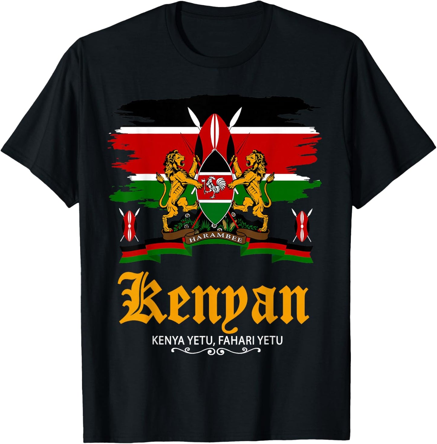 Kenyan Flag Outfit Idea For Kids & Kenya Flag Themed T-Shirt - T-Shirt | Black