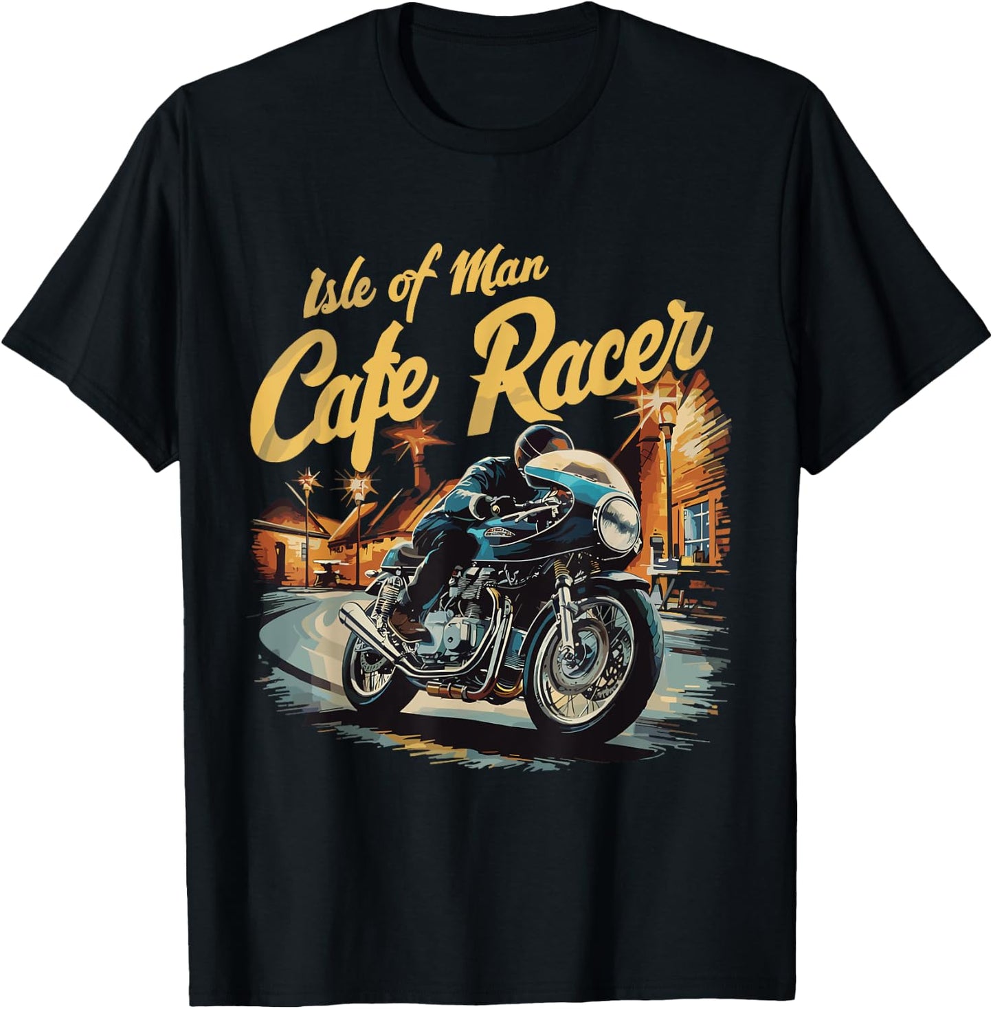 Isle of Man Motorcycle Cafe Racer Retro Vintage TT Races T-Shirt - T-Shirt | Black
