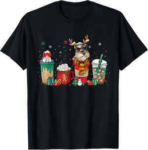 Cute Schnauzer Dog Christmas Coffee Pajamas Xmas Men Women T-Shirt - T-Shirt | Black