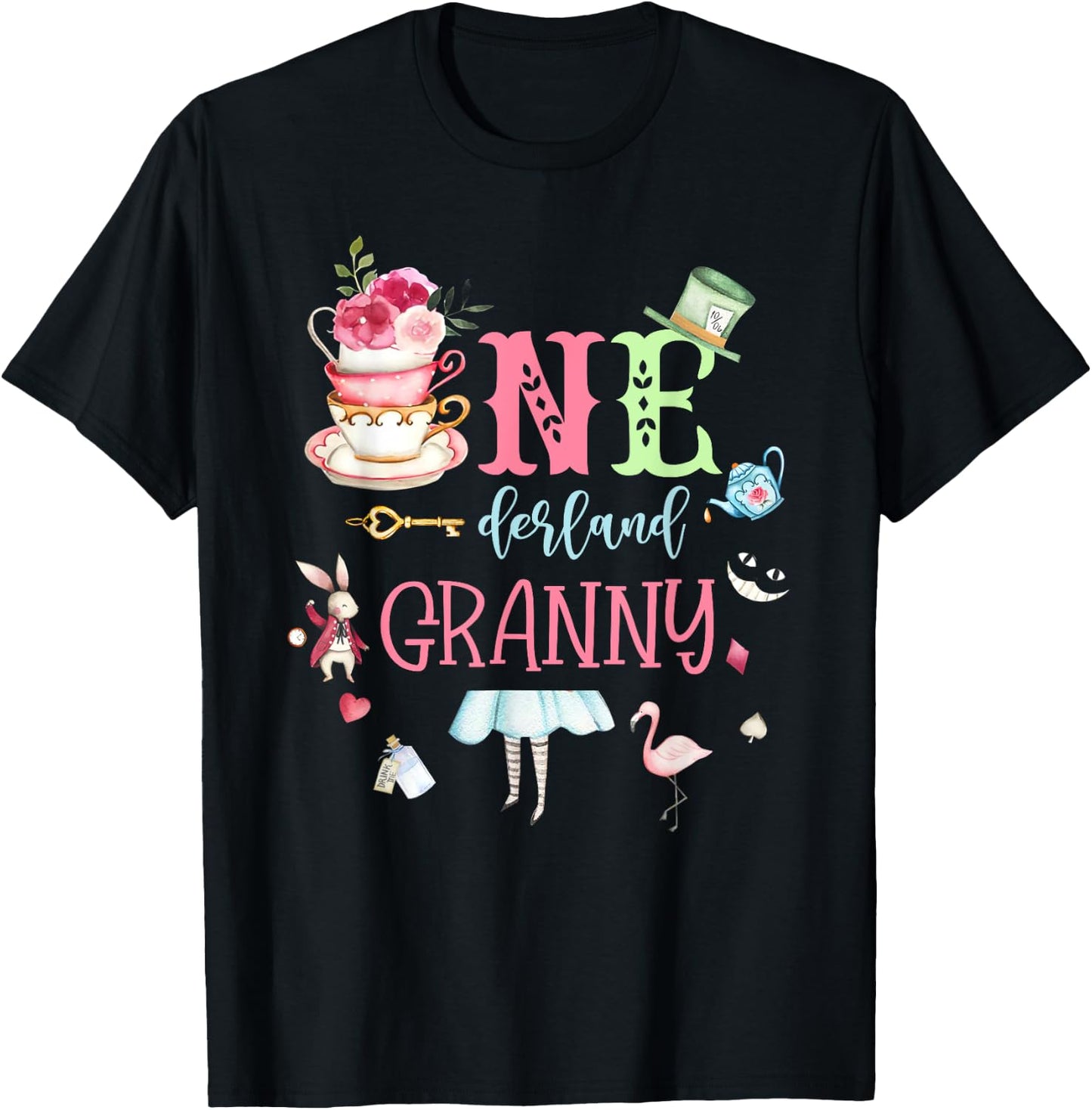 Onederland Granny - Nana Of The 1st Birthday Girl Tea Party T-Shirt - T-Shirt | Black