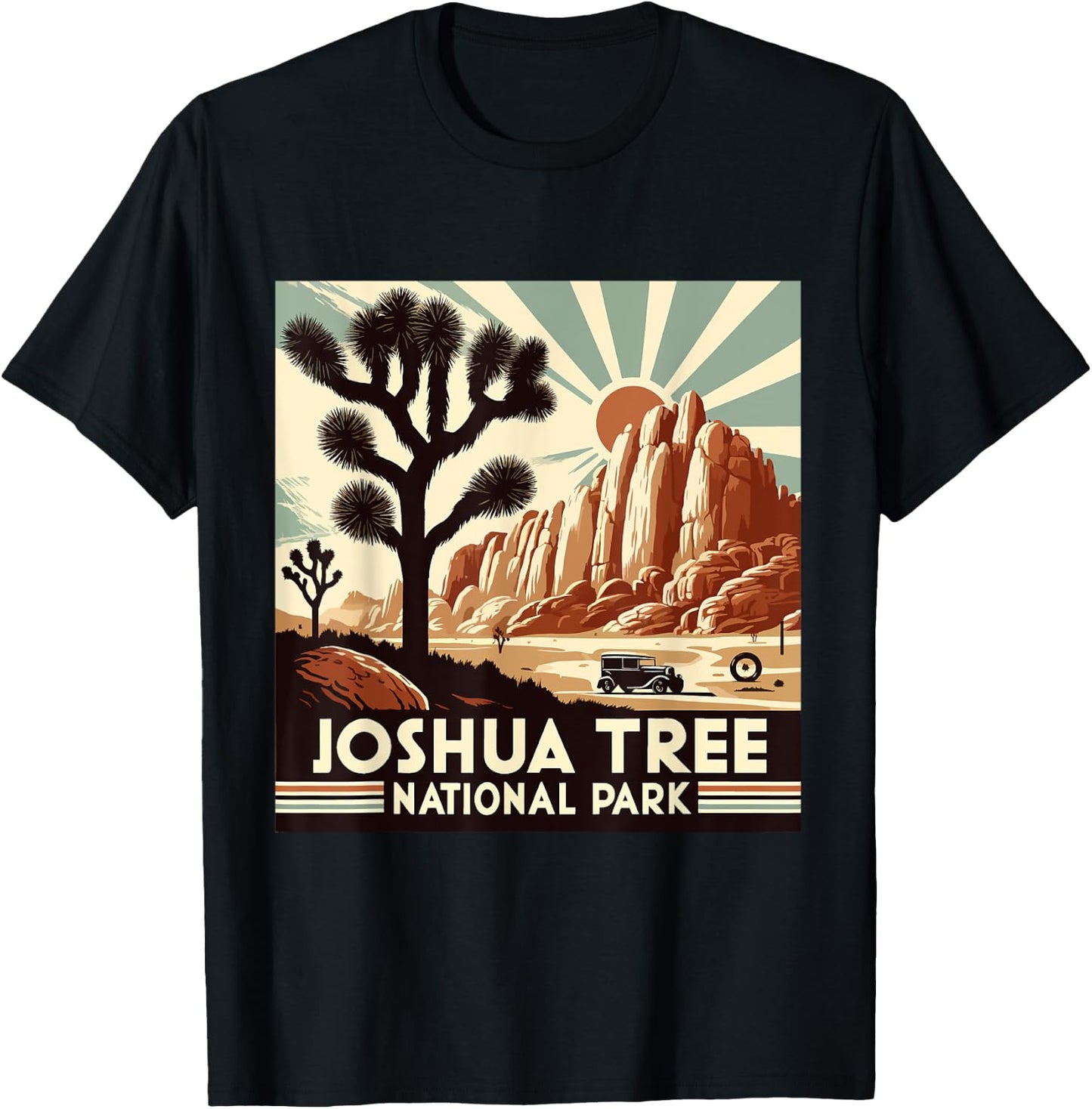 Joshua Tree National Park Vintage Hiking Camping Outdoor T-Shirt - T-Shirt | Black