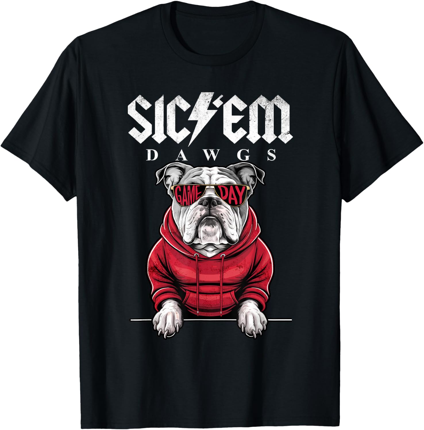 I Love Bulldog Proud Name Vintage Game Day Funny Dog Animal T-Shirt - T-Shirt | Black