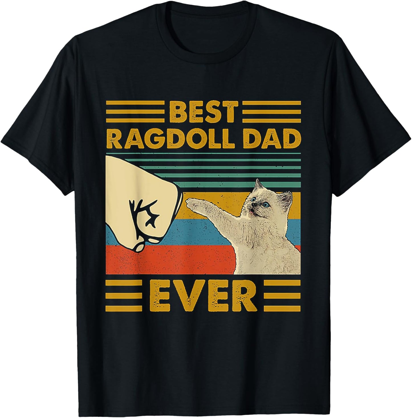Best Ragdoll Dad Ever Retro Vintage Sunset T-Shirt - T-Shirt | Black