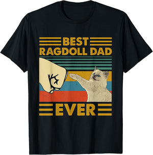 Best Ragdoll Dad Ever Retro Vintage Sunset T-Shirt - T-Shirt | Black