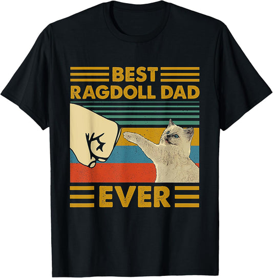 Best Ragdoll Dad Ever Retro Vintage Sunset T-Shirt - T-Shirt | Black
