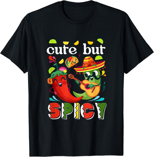 Kids Cinco De Mayo Mexican Cute But Spicy Chili Sombrero T-Shirt - T-Shirt | Black