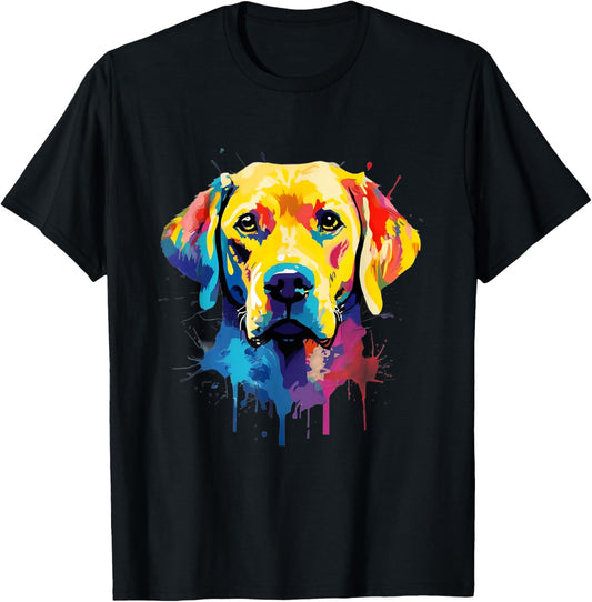 Colourful Labrador Yellow Golden Lab Retriever Splash Paint T-Shirt - T-Shirt | Black