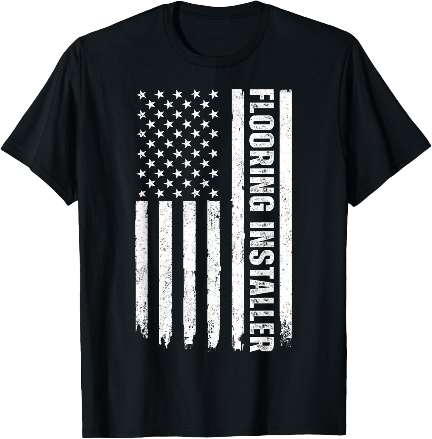 Floor Installation Contractor USA Flag Flooring Installer T-Shirt - T-Shirt | Black