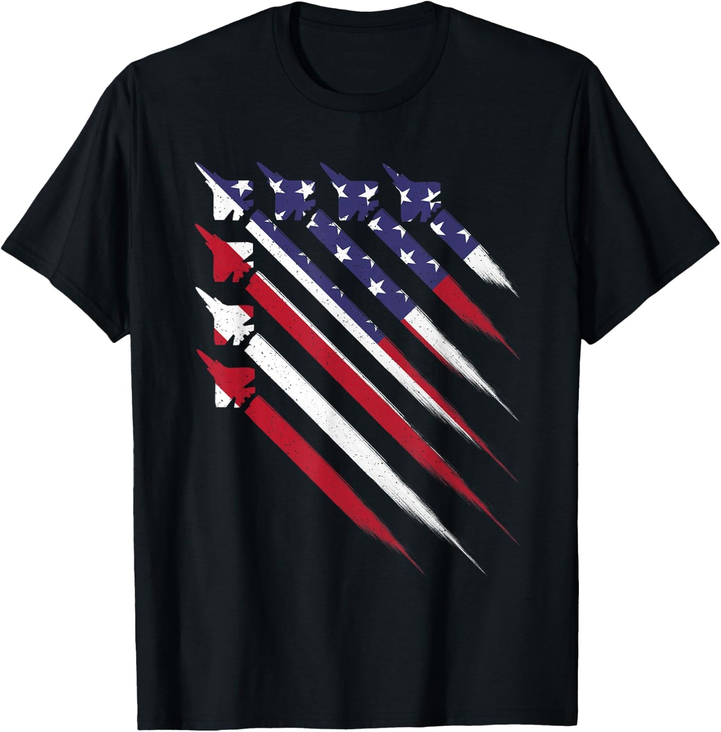 Patriotic 4th of July Jet USA American Flag Men Boys T-Shirt - T-Shirt | Black
