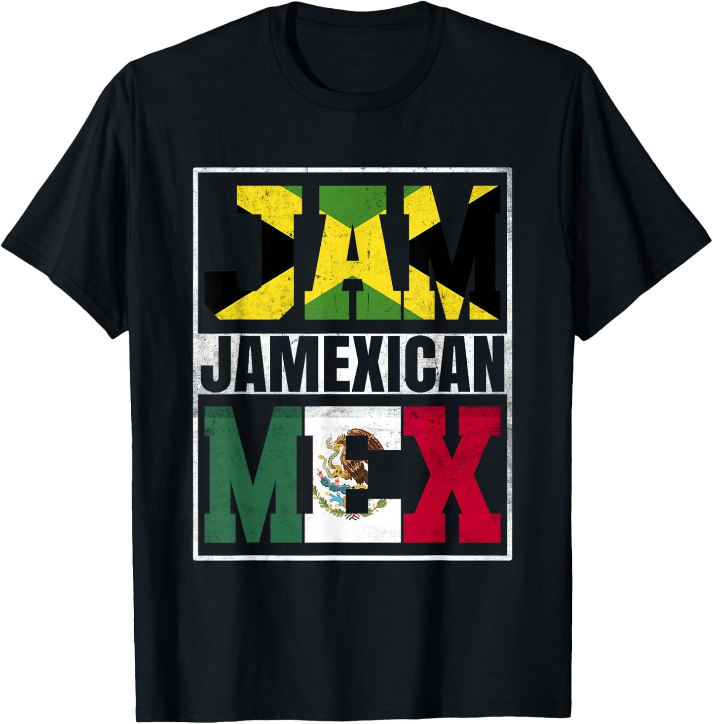 Jamexican Roots Jamaica and Mexico Mix Jamaican Mexican T-Shirt - T-Shirt | Black