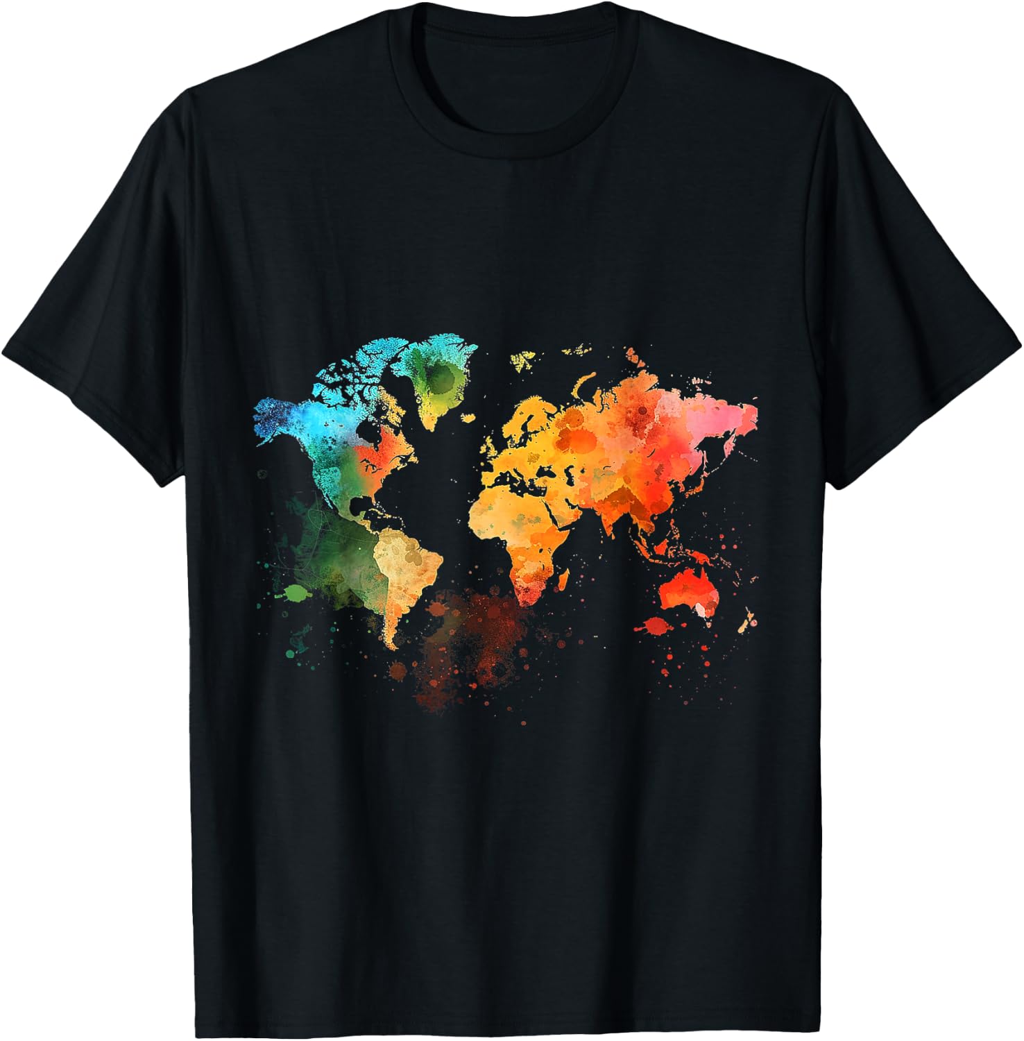 World Map Watercolor T-Shirt - T-Shirt | Black
