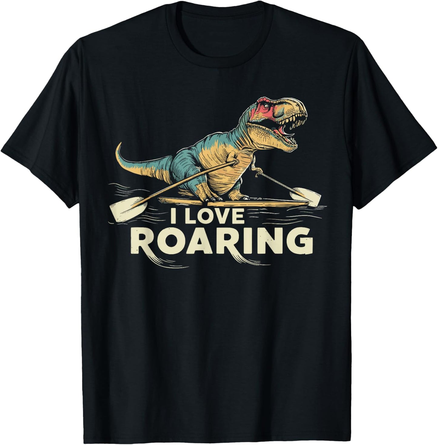 Funny Rowing T-Rex I Love Roaring T-Shirt - T-Shirt | Black