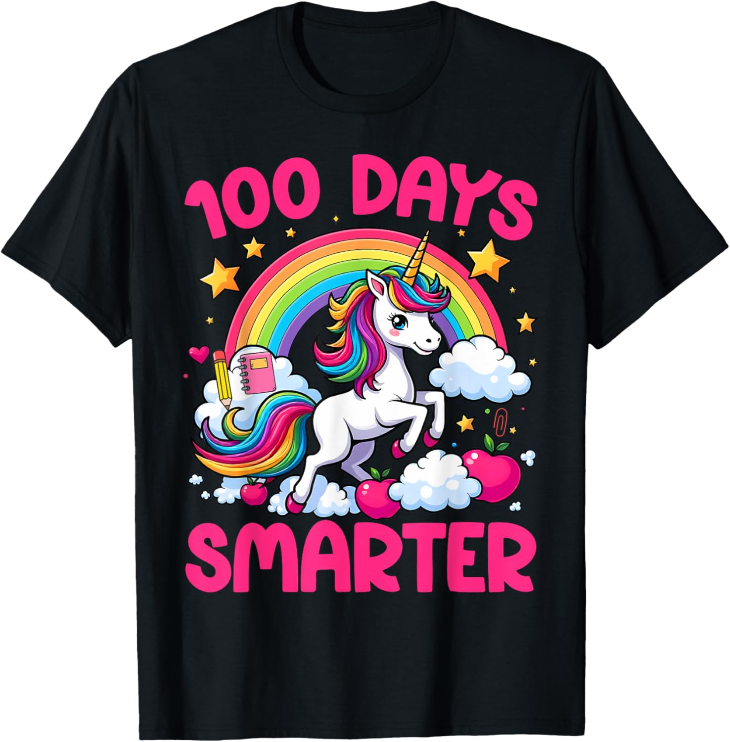 100 Days Of School Smarter Unicorn Teacher Girls 100th Days T-Shirt - T-Shirt | Black