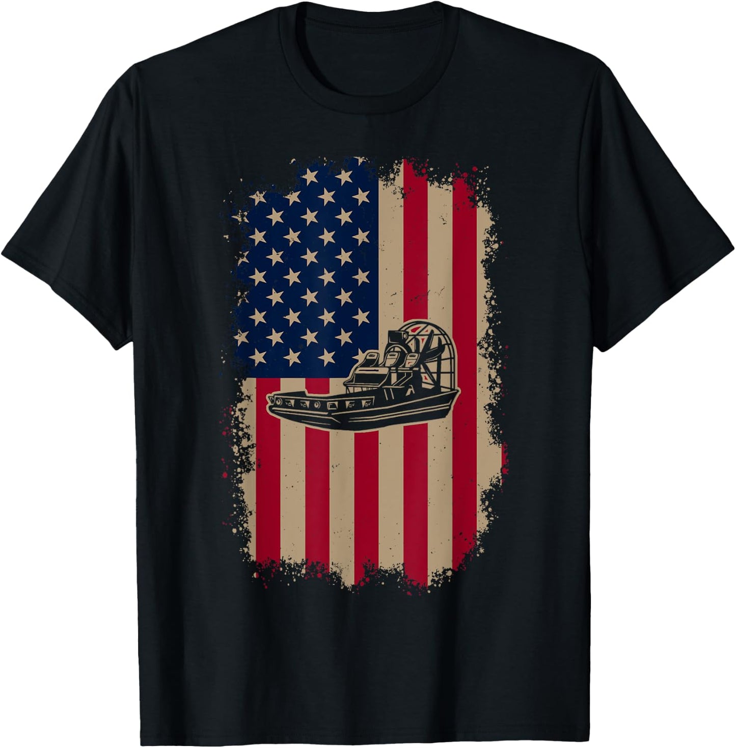 American US Flag Airboat T-Shirt - T-Shirt | Black