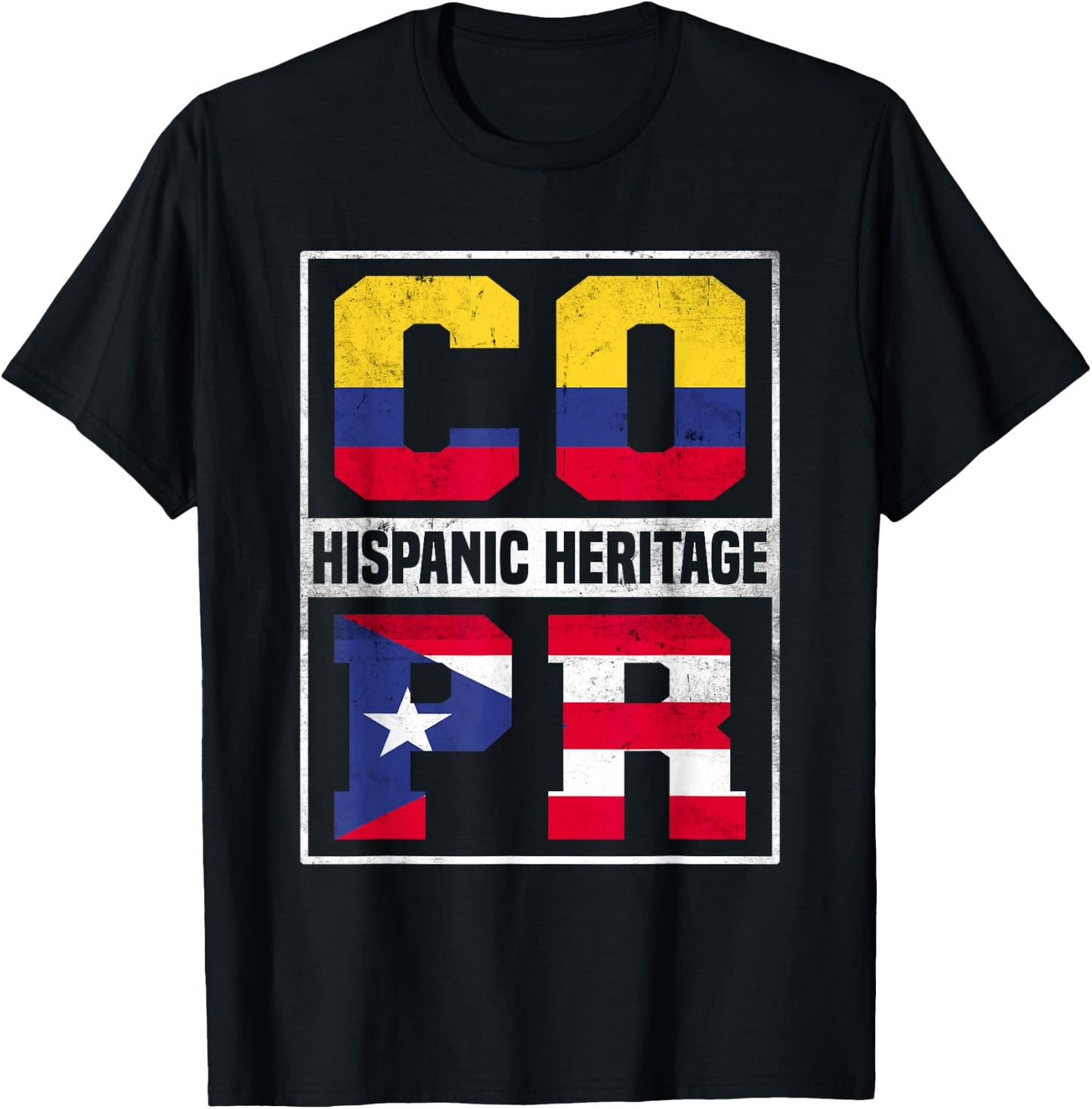 Proud Colombian Puerto Rican Hispanic Heritage Month T-Shirt - T-Shirt | Black