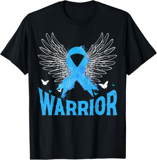 Warrior USA Flag Prostate Cancer Awareness Blue Graphic T-Shirt - T-Shirt | Black
