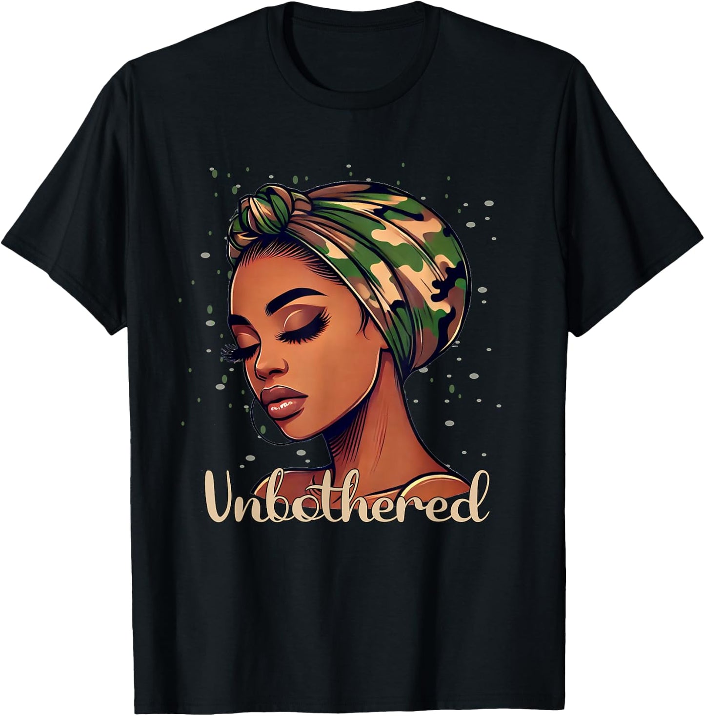 Unbothered Camo Scarf Black Woman Camouflage T-Shirt - T-Shirt | Black