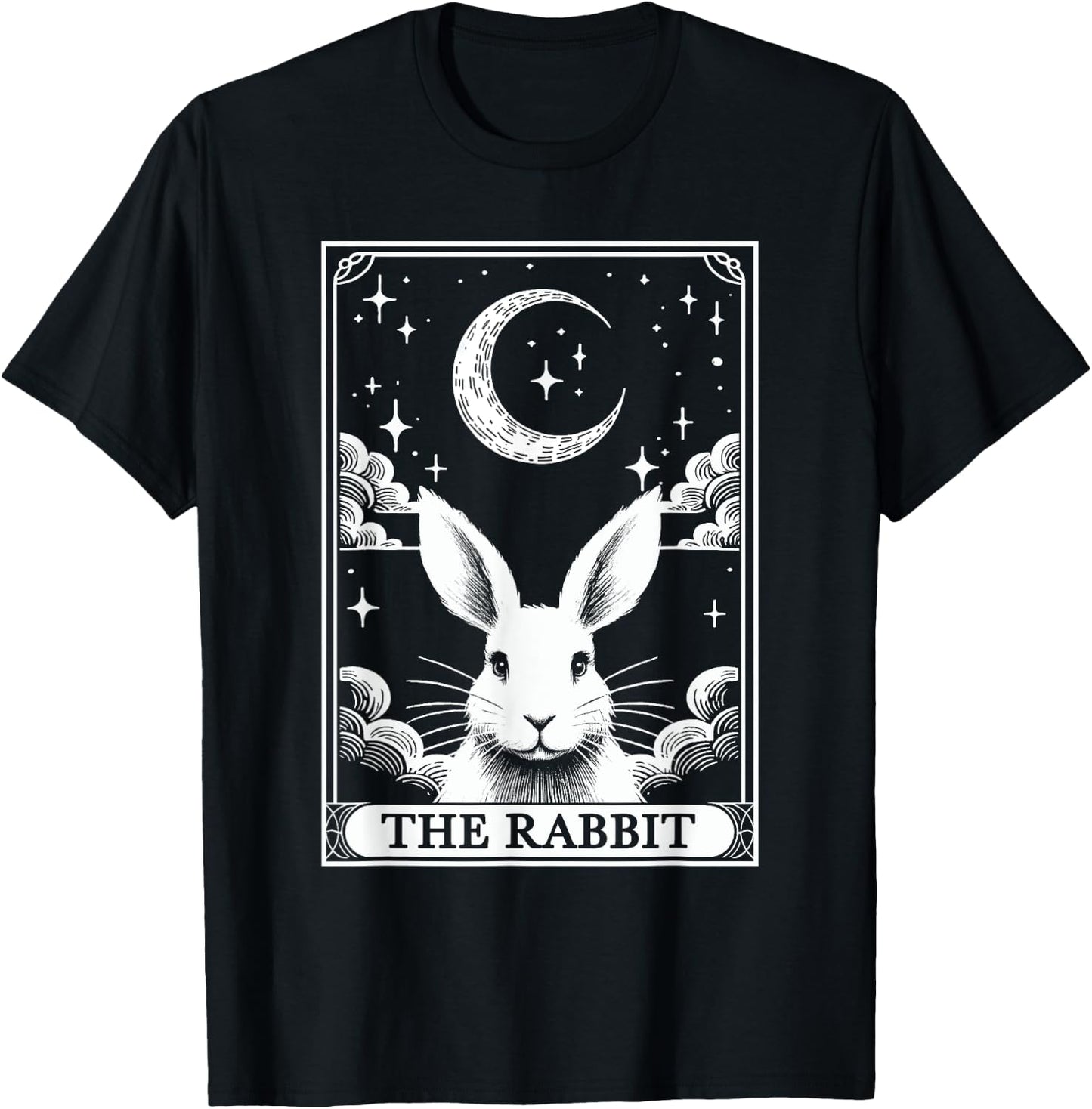 Tarot Card Vintage Crescent Moon Rabbit Animal Lovers T-Shirt - T-Shirt | Black