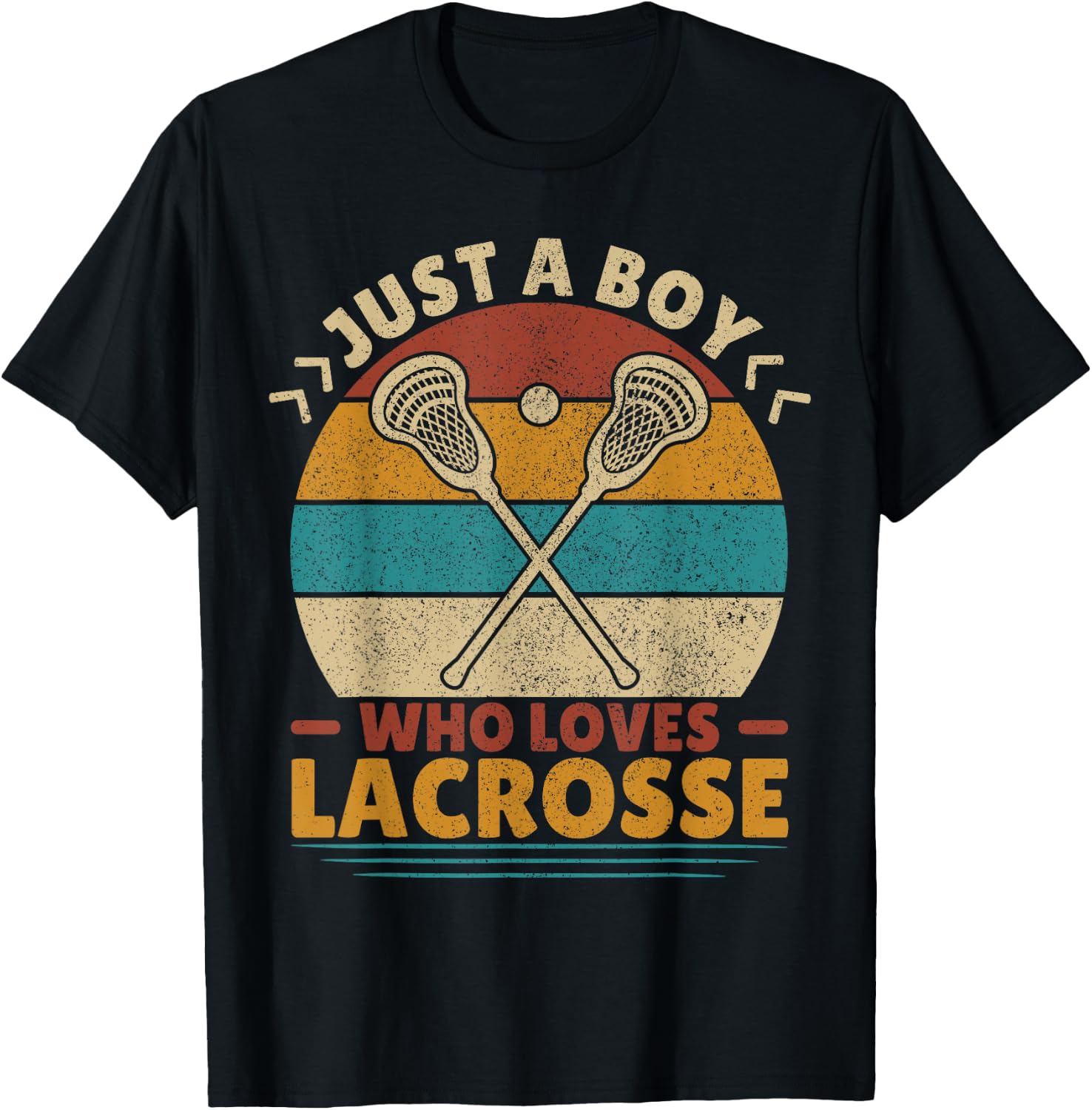 Just A Boy Who Loves Lacrosse Player Lax Lovers Boy Lacrosse T-Shirt - T-Shirt | Black