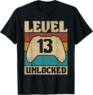 Level 13 Unlocked 13 Year Old Girl Boy Outfit 13th Birthday T-Shirt - T-Shirt | Black
