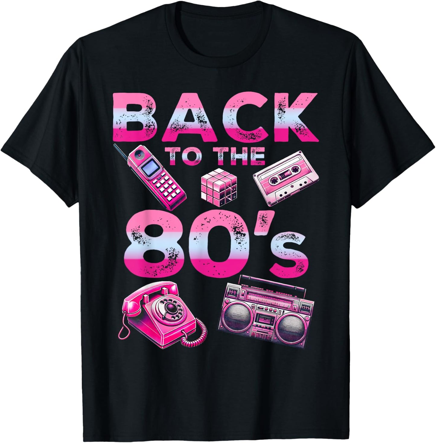 Back To 80's 1980s Vintage Style Eighties Retro Party T-Shirt - T-Shirt | Black