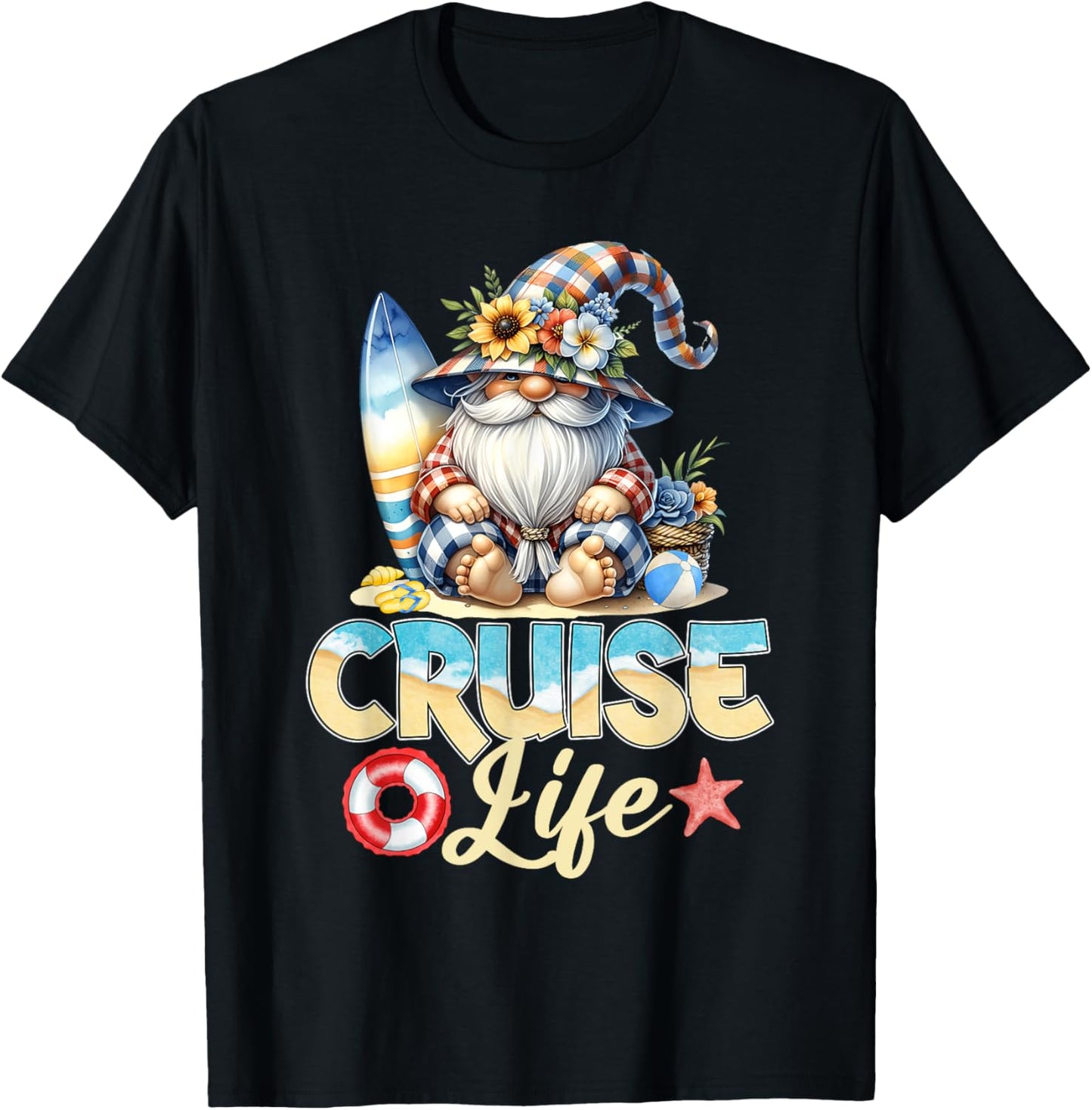 Summer With My Gnomies Vacation Cruise Life Gnome Lover Cute Men Women Kids T-Shirt - T-Shirt | Black