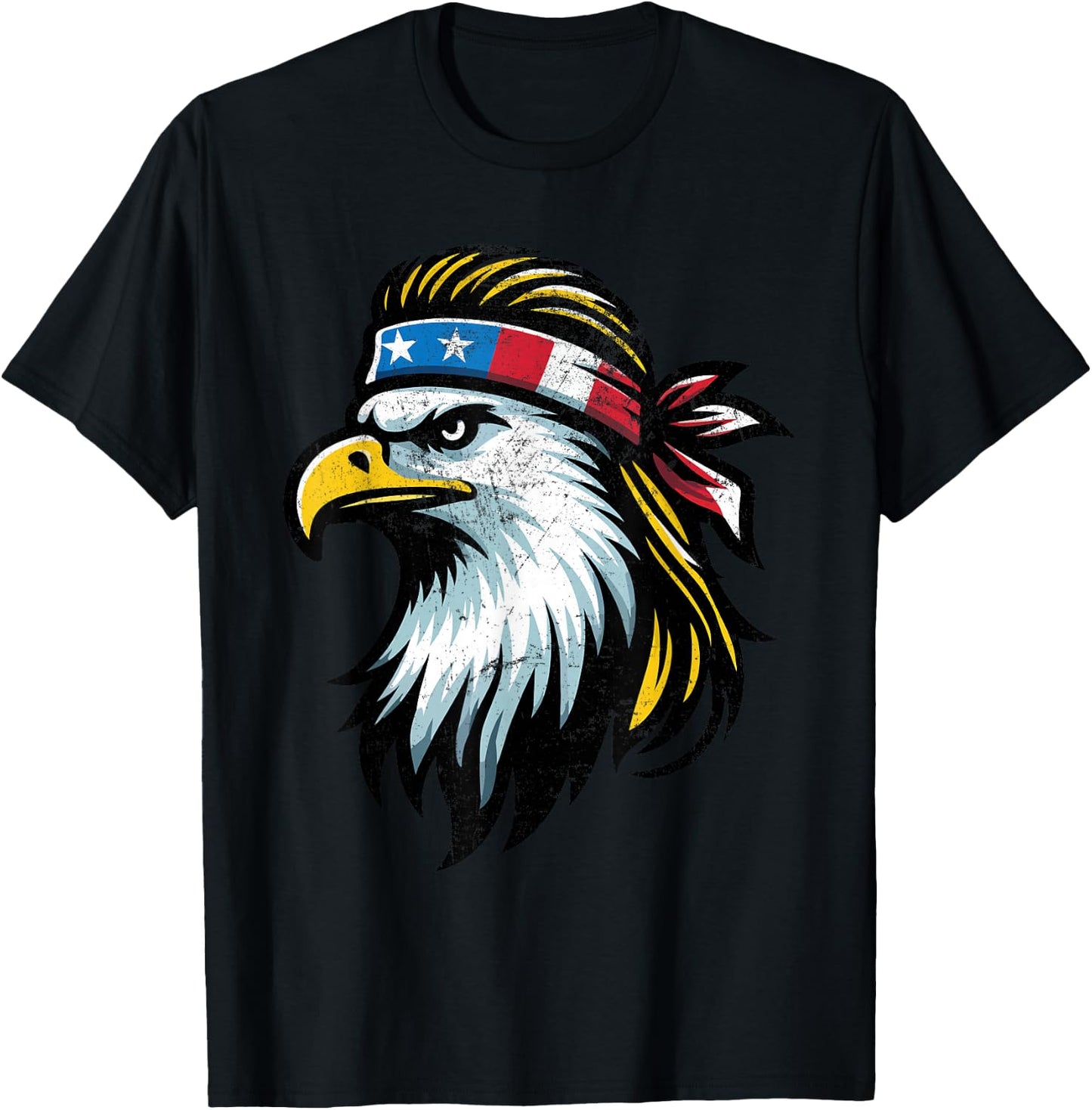 Patriotic USA Eagle Mullet American Flag - 4th of July Women Kids Men T-Shirt - T-Shirt | Black