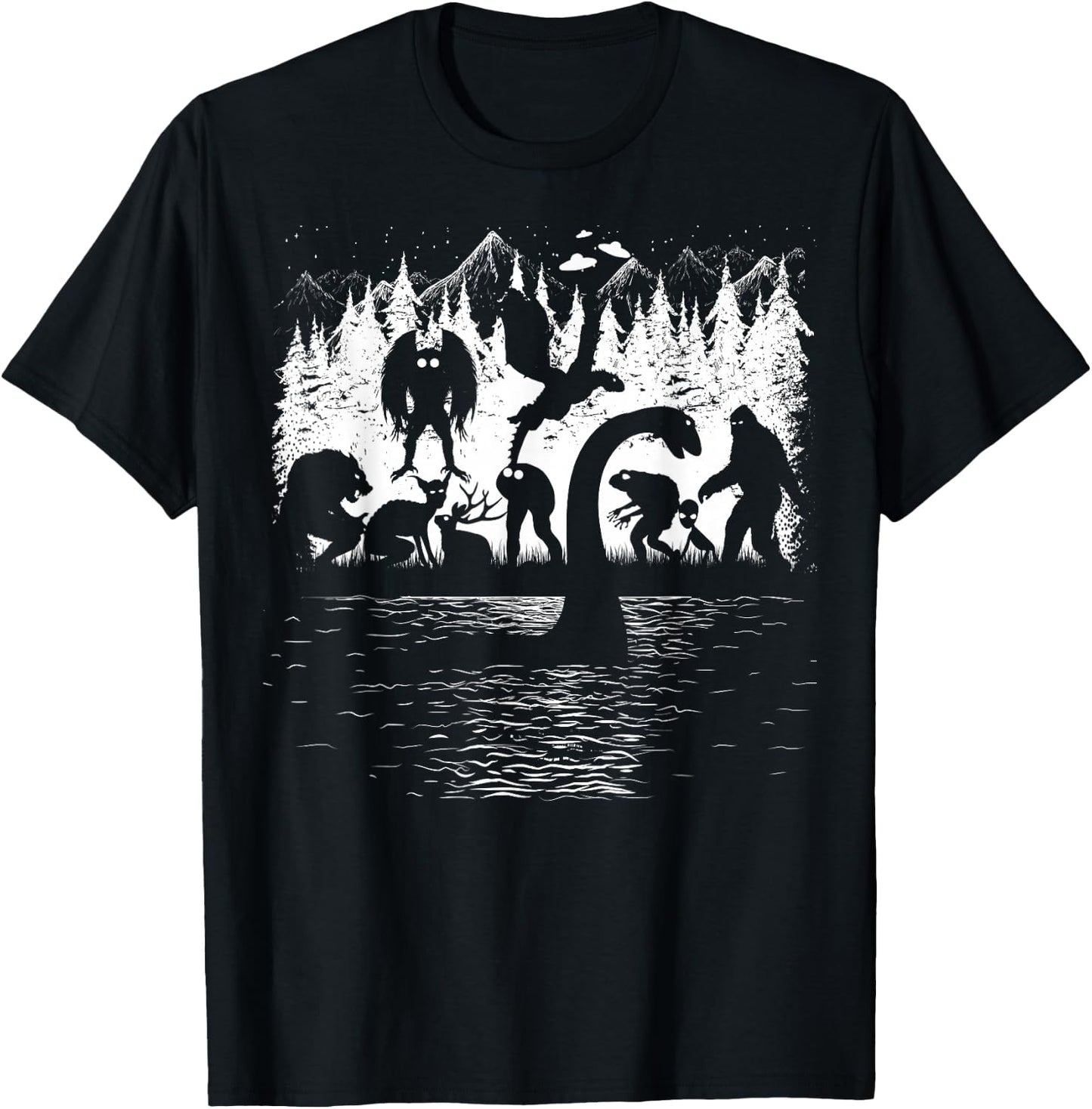 Bigfoot Loch Ness Monster Mothman Alien Others Funny Cryptid T-Shirt - T-Shirt | Black