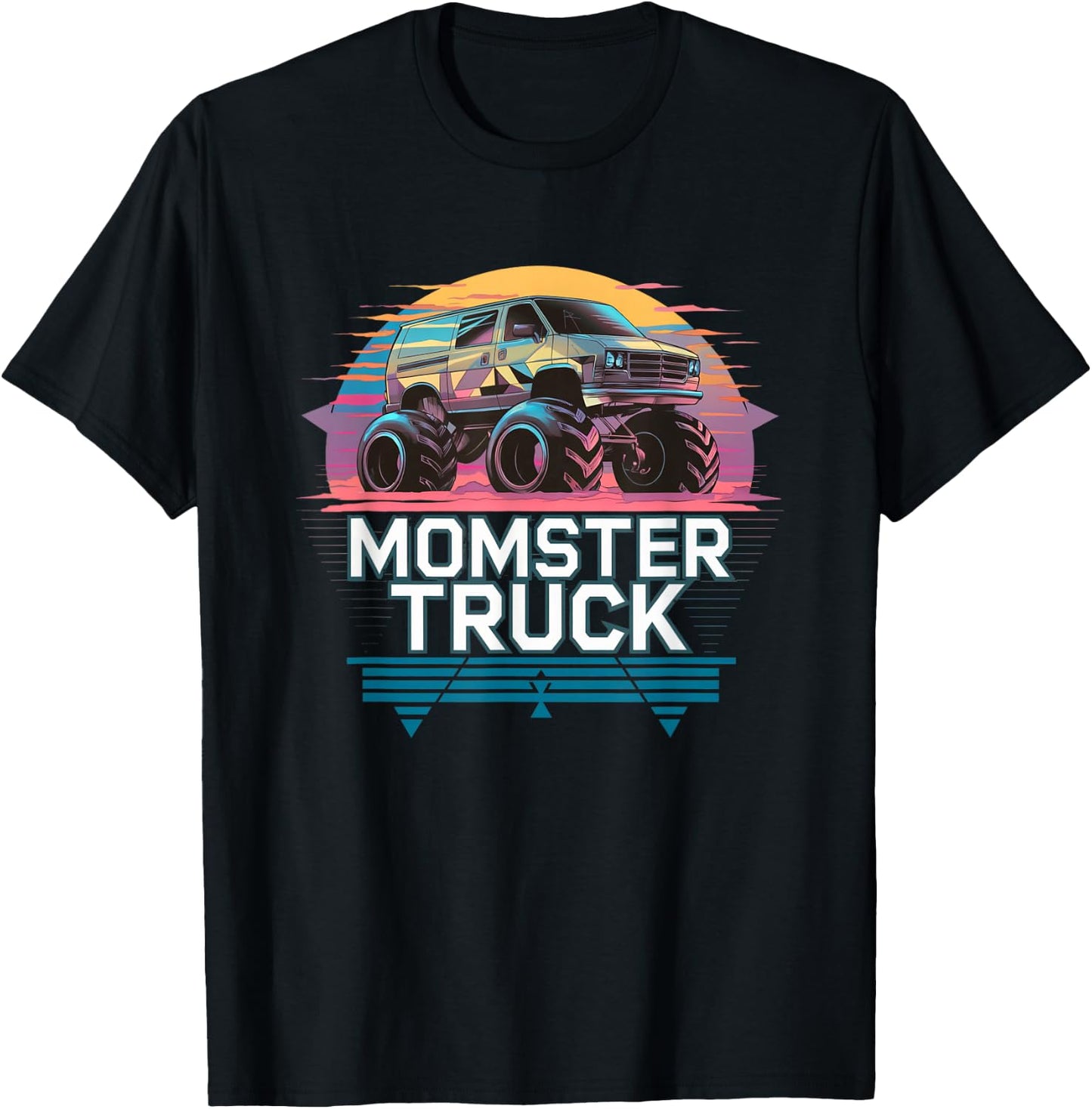 Momster Truck Retro Van Cool Mom School Drop Off T-Shirt - T-Shirt | Black
