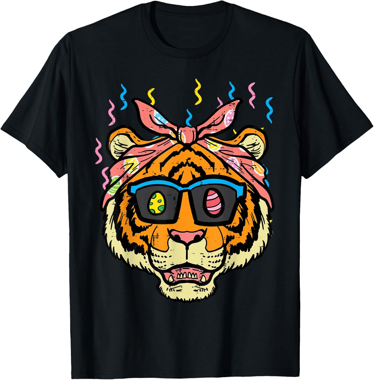 Easter Tiger Face Eggs Hunting Animal Women Girls Kids Men T-Shirt - T-Shirt | Black