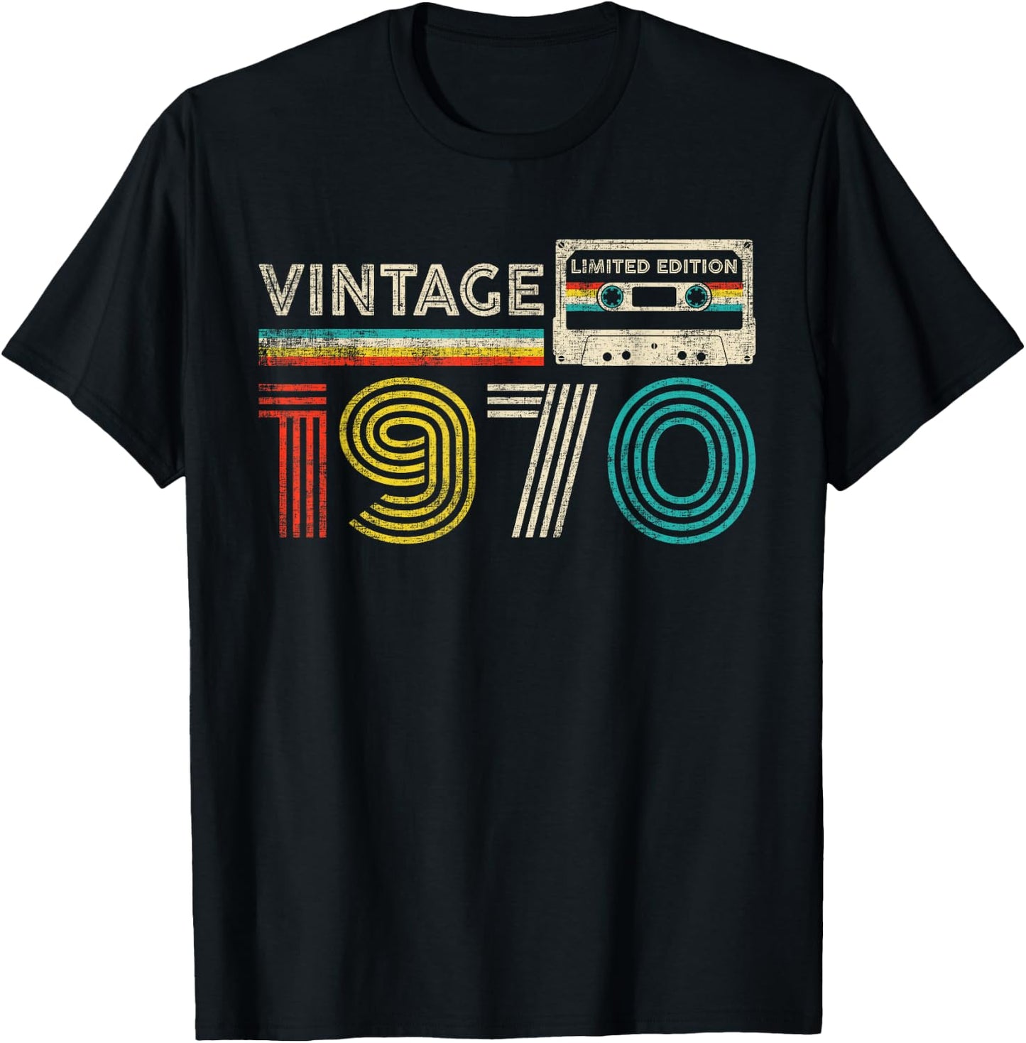 Vintage 1970 55th Birthday Gifts Classic 1970 Cassette Tape T-Shirt - T-Shirt | Black