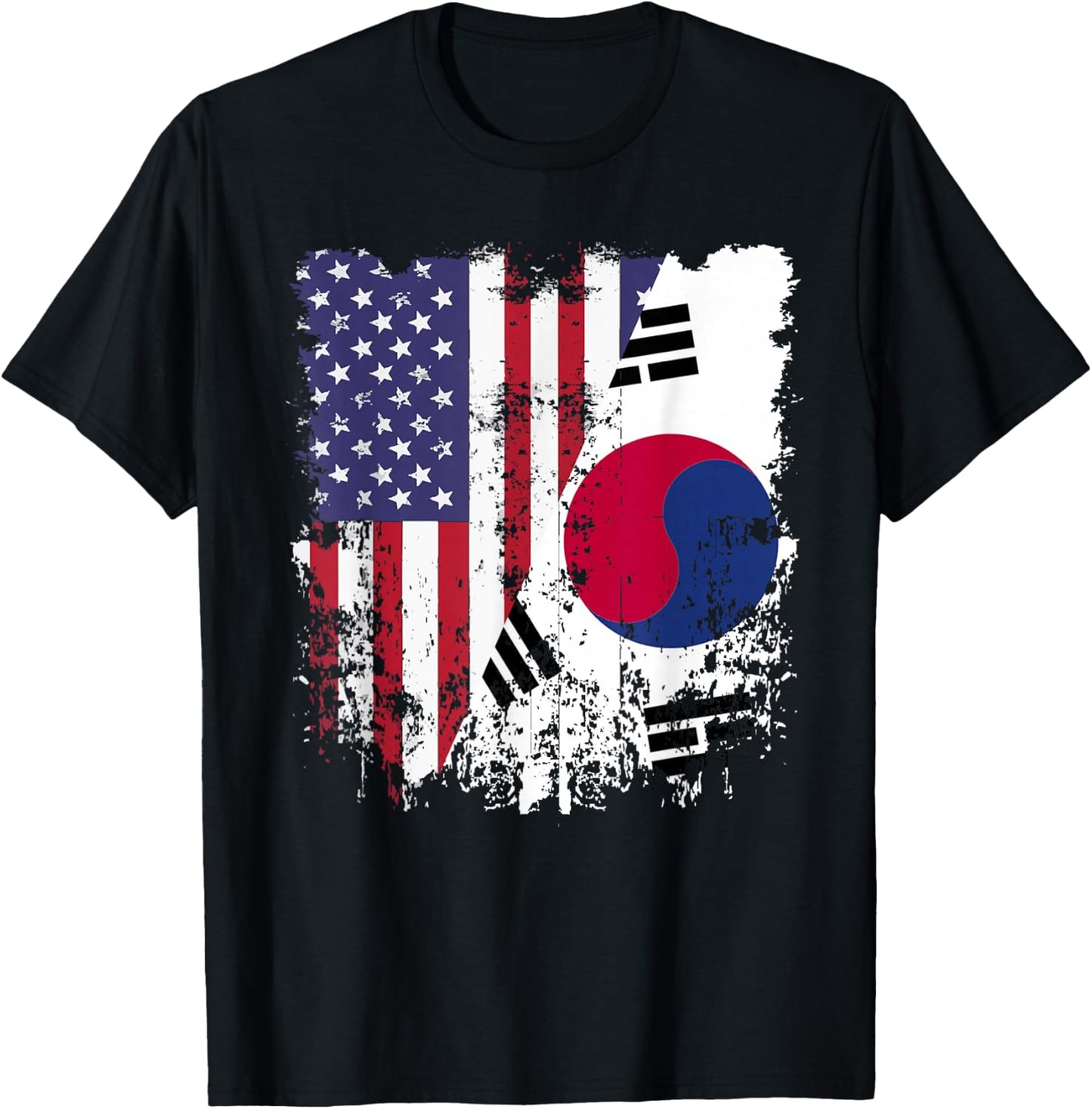 Korean Roots Half American Flag Korea Flag T-Shirt - T-Shirt | Black