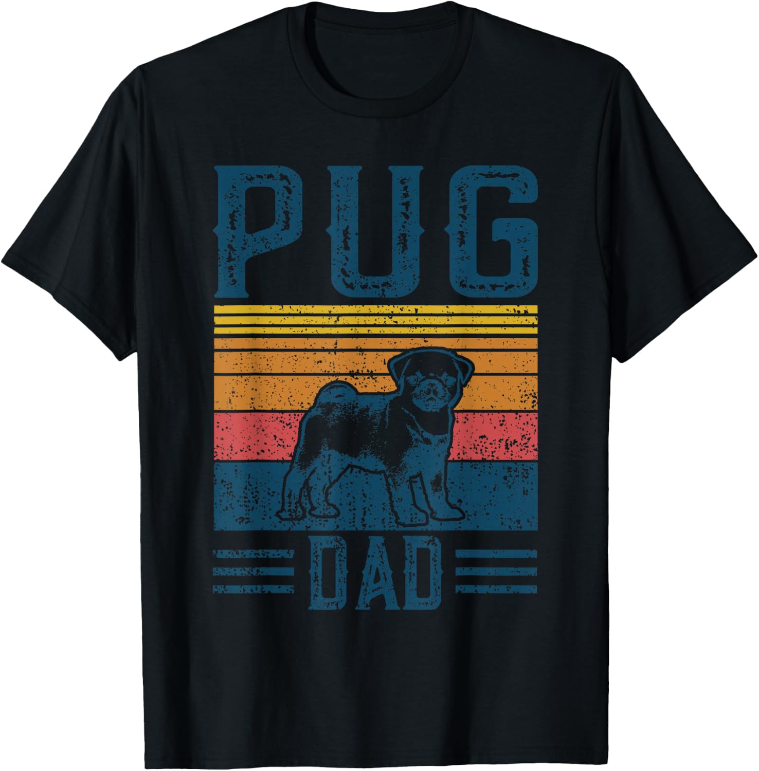 Dog | Pug Papa - Vintage Pug Dad T-Shirt - T-Shirt | Black