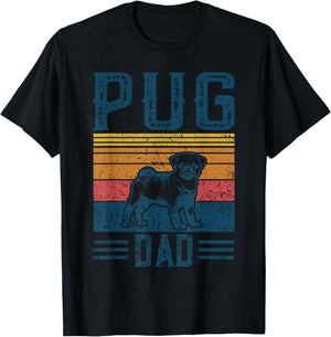 Dog | Pug Papa - Vintage Pug Dad T-Shirt - T-Shirt | Black