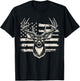 Deer Hunting USA Flag American T-Shirt - T-Shirt | Black