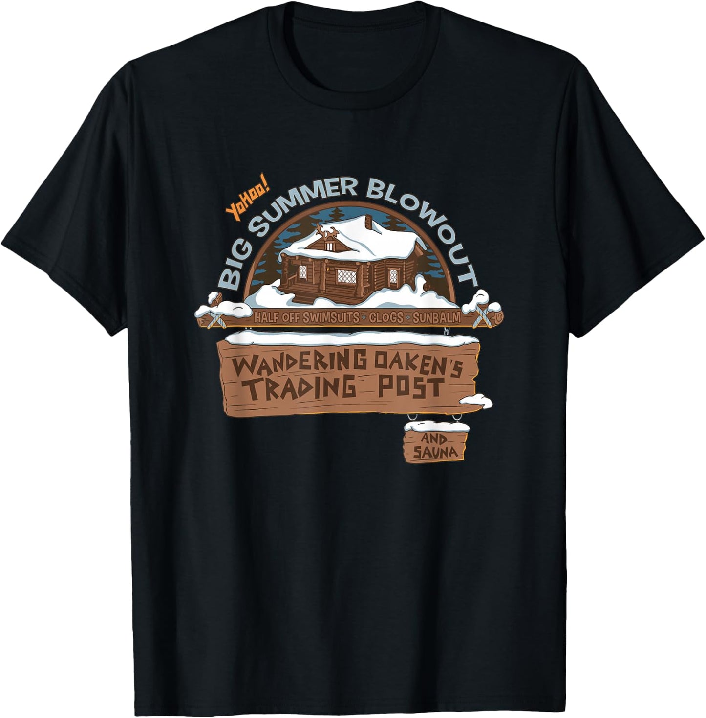 Disney Frozen Wandering Oaken's Trading Post Vintage Logo T-Shirt - T-Shirt | Black
