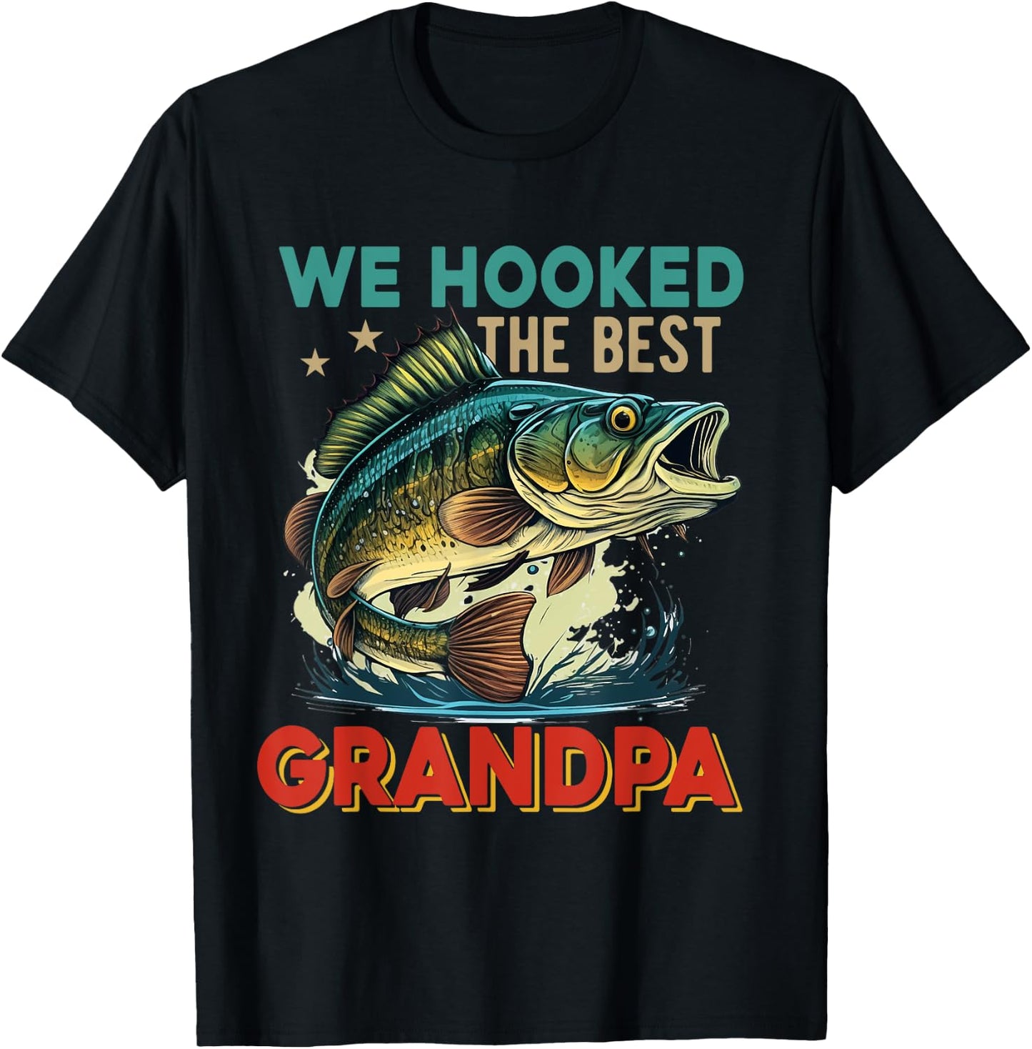 Vintage Retro We Hooked The Best Grandpa Father's Day Fisher T-Shirt - T-Shirt | Black