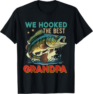 Vintage Retro We Hooked The Best Grandpa Father's Day Fisher T-Shirt - T-Shirt | Black