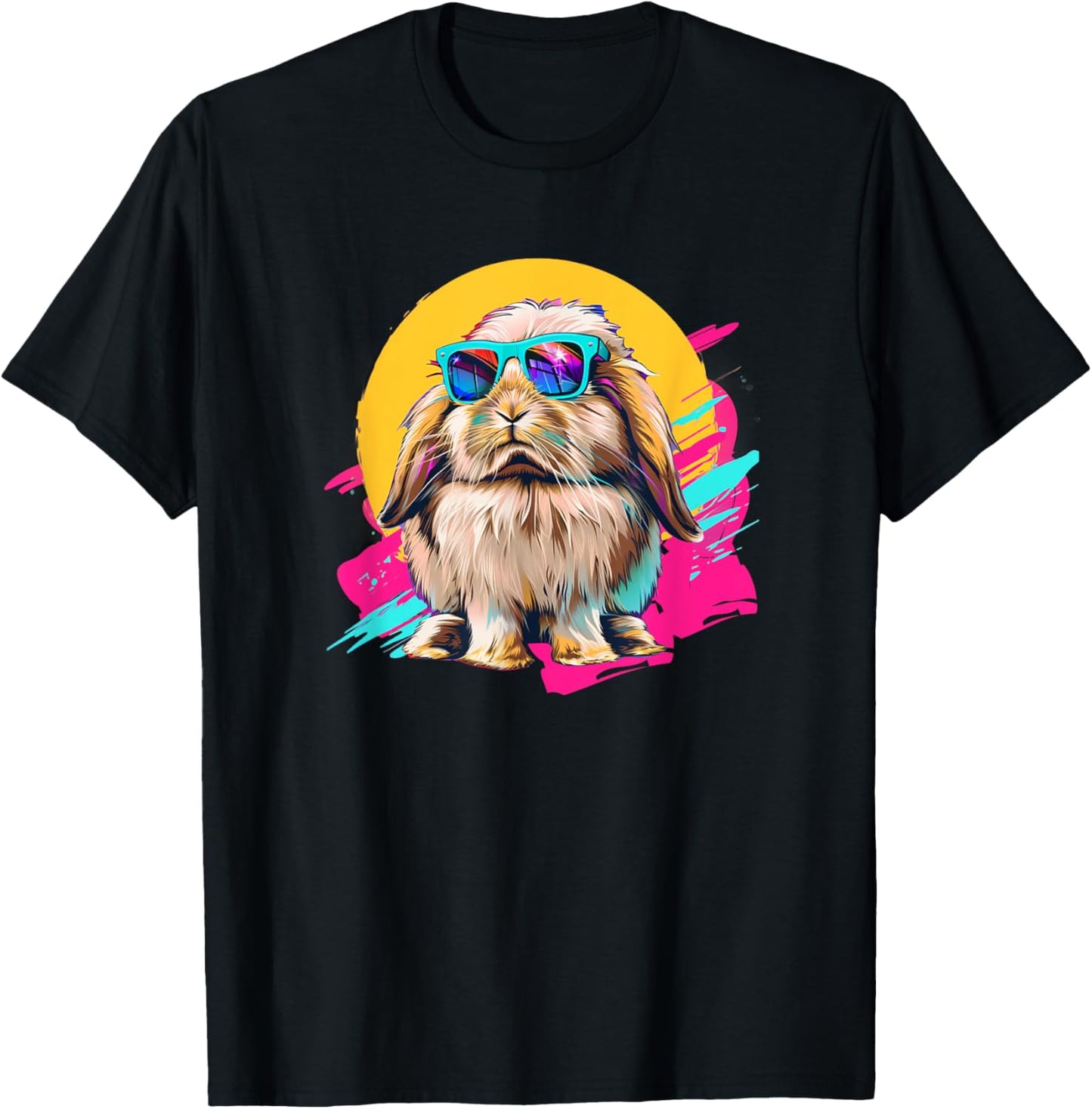 Retro Vintage 80s Mini Holland Lop Bunny Rabbit Lover T-Shirt - T-Shirt | Black