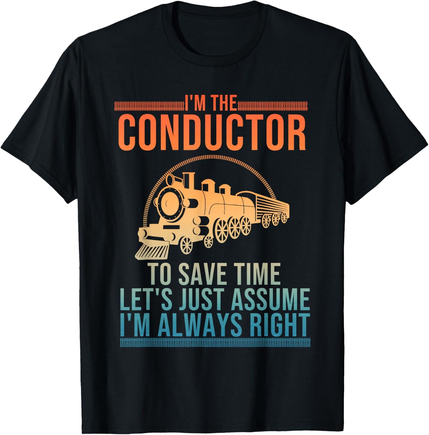 Funny Train Conductor Art Women Railway Train Lover T-Shirt - T-Shirt | Black
