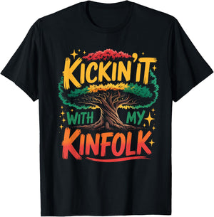 Kickin It with My Kinfolk Funny Family Reunion Tree Roots T-Shirt - T-Shirt | Black