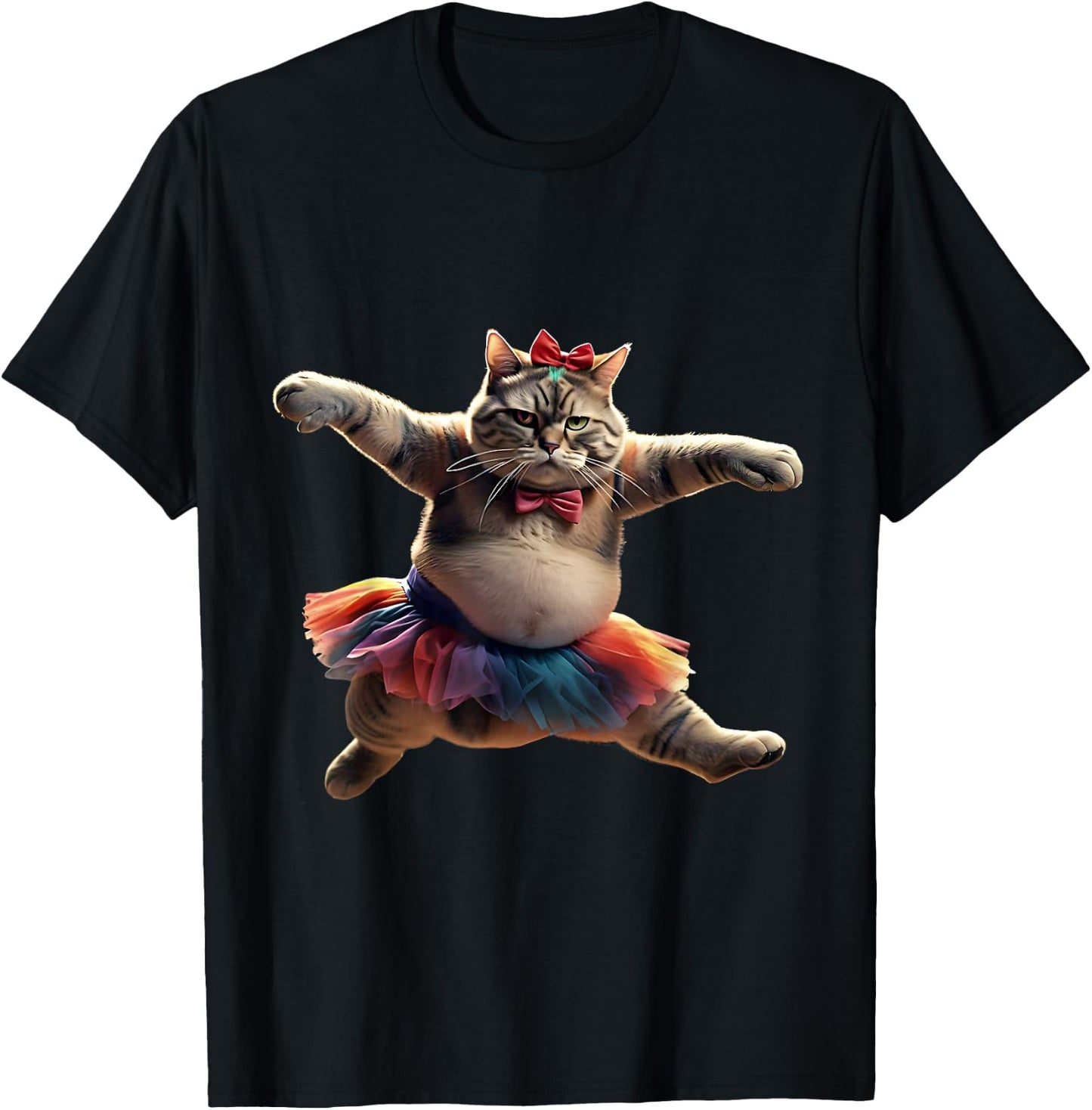 Funny Ballet Kitty Cat with a Big Belly Wearing a Tutu. Men Women T-Shirt - T-Shirt | Black