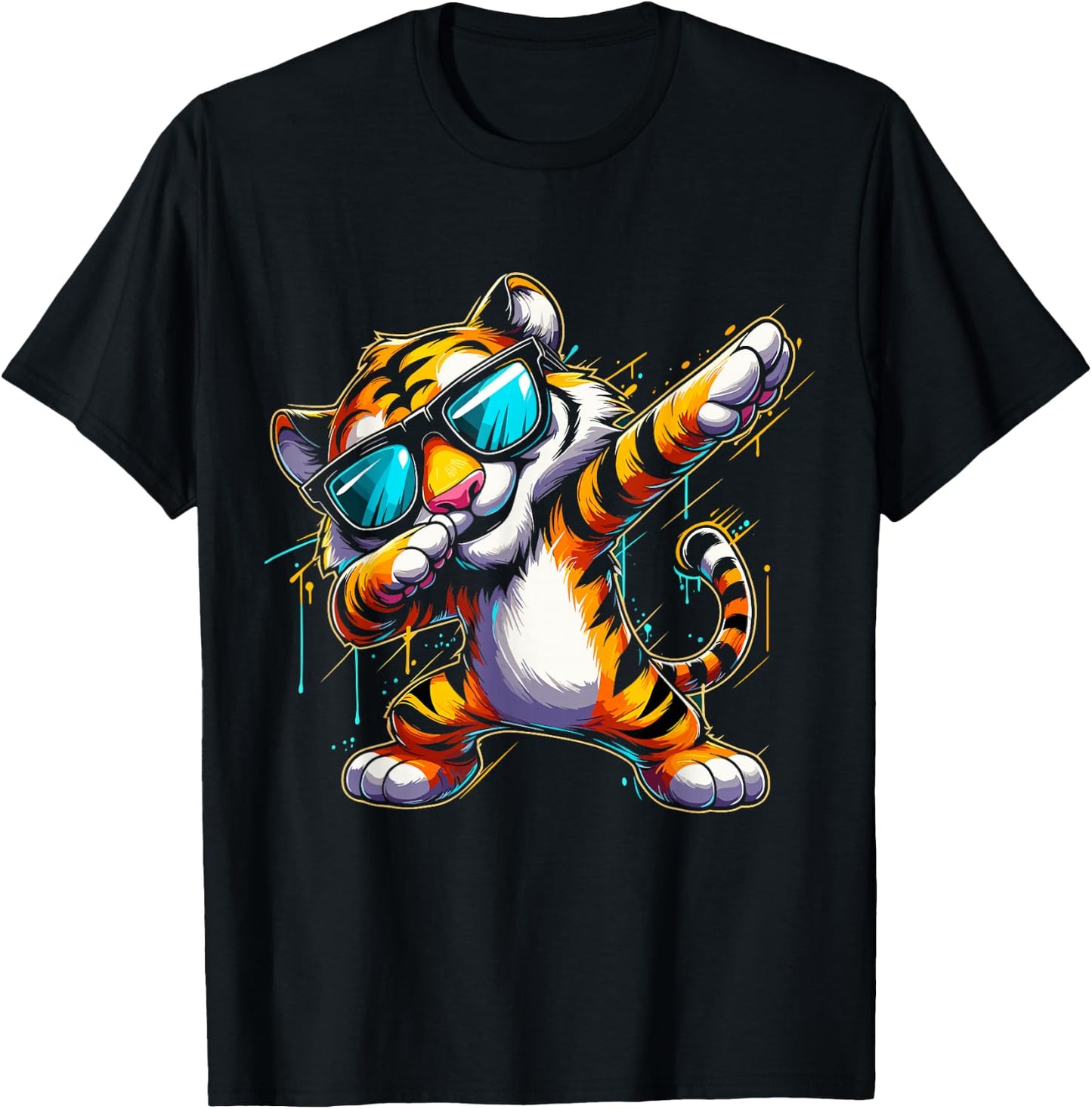 Dabbing Tiger With Sunglasses Cool Dabbing Tiger T-Shirt - T-Shirt | Black