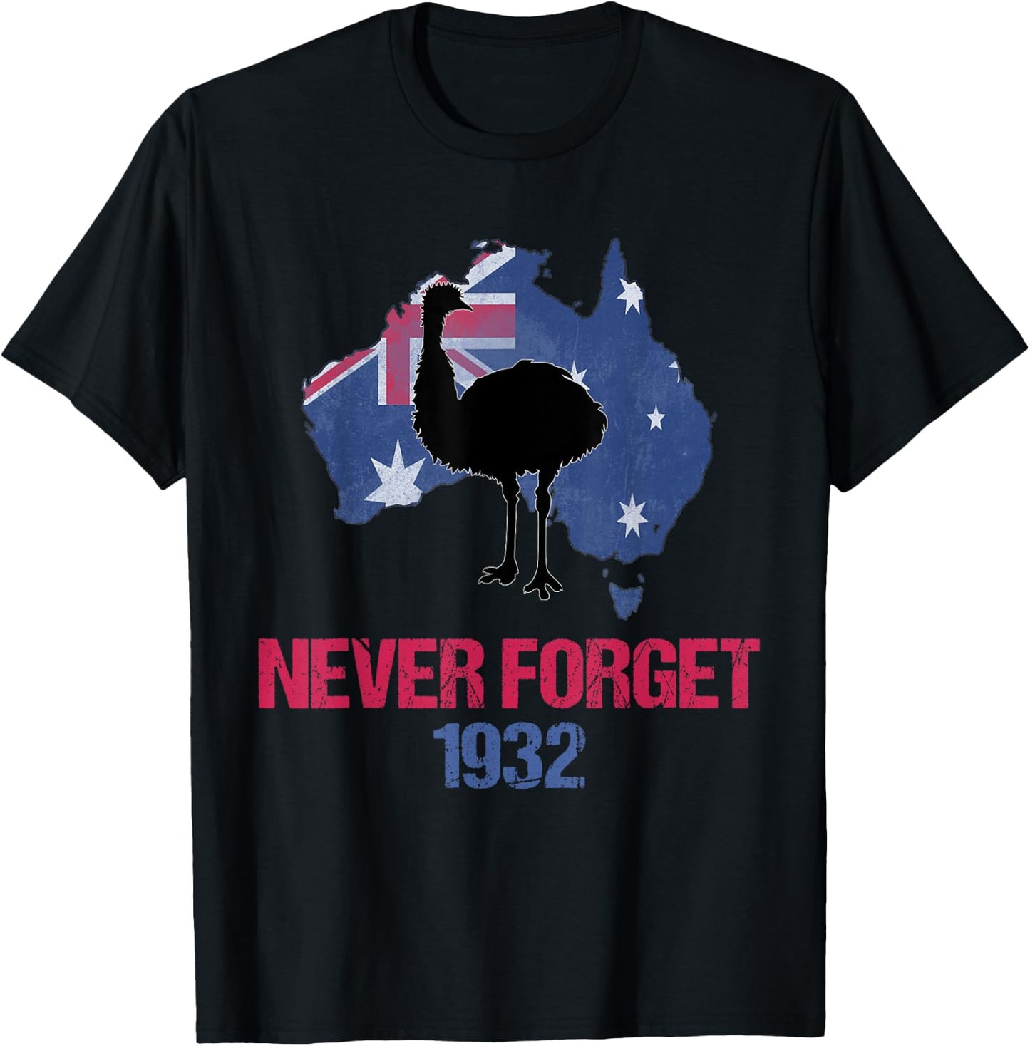 Agema Apparel Emu War 1932 Never Forget Australian History , Small, Black T-Shirt - T-Shirt | Black