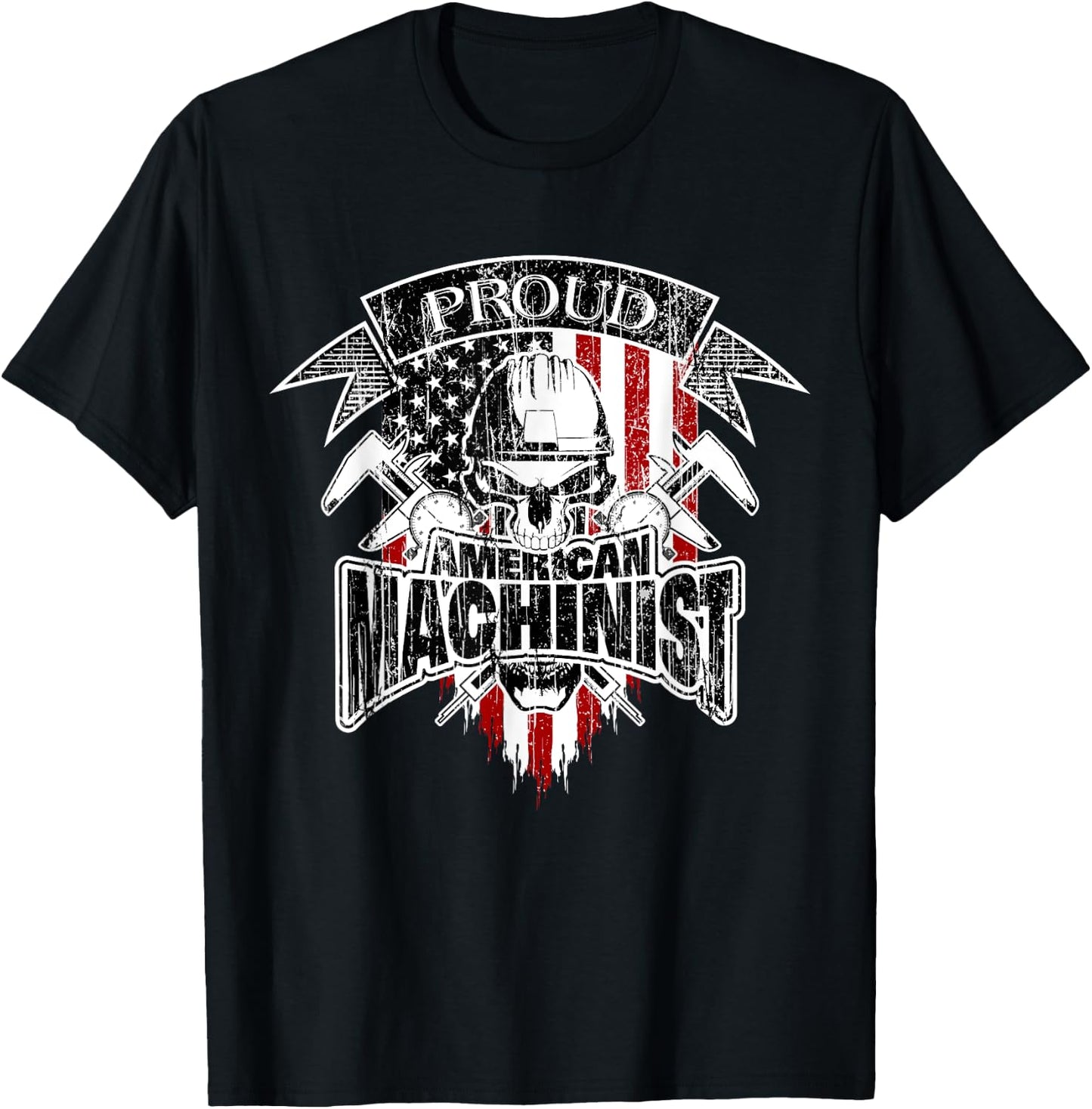 Proud Patriotic Machinist with American Flag Women Men T-Shirt - T-Shirt | Black